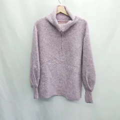 ■ ⊇ mystic ミスティック ミックス糸 ハイネック ハーフジップ 長袖 ニット セーター サイズF ピンク系 レディース E  【1409240049616】