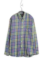 【お得なクーポン配布中!】 90s ジェイクルー 長袖 ボタンダウン フランネル シャツ メンズ M オールド 旧タグ チェック 長袖シャツ コットン ネルシャツ マルチカラー