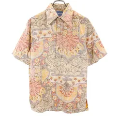 ウォルタークラーク 90s オールド ハワイ製 総柄 アロハシャツ イエロー系 WALTAH CLARKE'S リバースプリント メンズ 【中古】  【230726】 メール便可