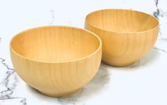 ★天然木★まるっとぽてりボウル　ナチュラル　２個　天然木 天然素材 木製 和食器　飯碗