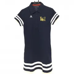 ★特価★ルコック 半袖ポロワンピース ネイビー×白 袖・裾ライン インナーパンツ付き  レディース L ゴルフウェア le coq sportif