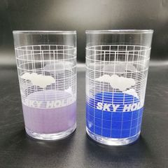 SKY　HOLIDAY　グラス　２個セット　レトロ　パープル　ブルー　新品未使用