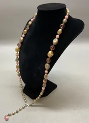 SN236 淡水パール風 2way ロングネックレス マルチカラー 首周り 70cm 重さ 38.4g