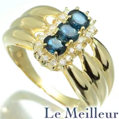 【新品仕上済】 サファイア 0.77ct ダイヤモンド イエローゴールド K18YG ボリュームリング 14号 レディース 返品OK