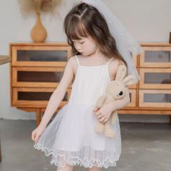 ★送料無料★キッズドレス　キャミソール型　ペチコートドレス　子ども服★110㎝白