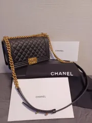 CHANELボーイシャネル キャビアスキン 黒 ショルダーバッグ