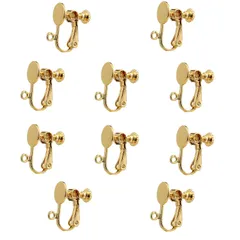 【新着商品】イヤリング 変換 イヤリングコンバーター 10個入り 手芸 PLAYER】ピアス 手作り用 パーツ イヤリング クリップ 耳穴なし 【BEAUTY アクセサリーパーツ ネジバネ式 (平皿直径8mm KC金)