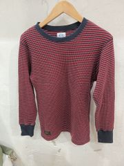 WTAPS/ダブルタップス ワッフルサーマル ロングTシャツ ボーダー 赤 黒 メンズ Sサイズ used クルーネック