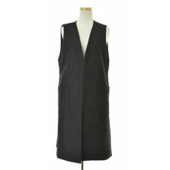 【古着】ノースリーブ ロング ストライプウールコート