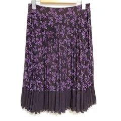 #anc  ランバン コレクション LANVIN COLLECTION スカート 38 茶 紫 花柄 プリーツ レディース [809196]