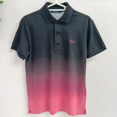 [Fred Perry]フレッドペリー ポロシャツ 半袖 メンズ 古着 サイズS ピンク ブラック（い-88， シ）