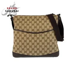 美品 GUCCI グッチ ベージュ ブラウン シルバー金具 GGキャンバス/145857 ショルダーバッグ メッセンジャーバッグ レディース 503072【中古】