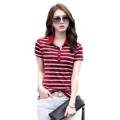 XL_ワインレッド [Ｒｏｒｔｙｎｏ] ゴルフウェア 女性 夏 ボーダー ポロシャツ レディース 半袖 かわいい トップス 仕事着 作業着 襟付きカットソー 赤 XL