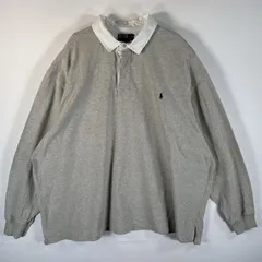 古着 ポロバイラルフローレン Polo by Ralph Lauren 長袖 ラガーシャツ ワンポイントロゴ刺繍 大きいサイズ エルボーパッチ 4XB BIG  グレー メンズ