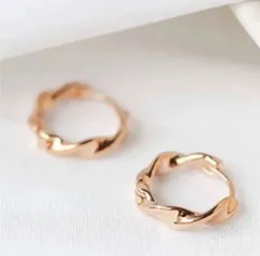 P37 【ギフト箱無料】大人気 ピンクゴールド リング フープピアス S925