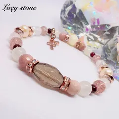 天然石 パワーストーン ブレスレット 数珠 15cm スモーキークォーツ ムーンストーン ガーネット シリシャスシスト パール ストロベリークォーツ 恋愛運