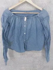 ◇ JOURNAL STANDARD ジャーナルスタンダード リネン混 長袖 ブラウス カットソー サイズF ブルー系 レディース 【中古】 【1002800380725】