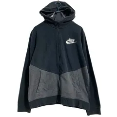 NIKE ロゴスウェット パーカー キッズ XL 160～ ブラック ナイキ スポーツ フルジップ 裏起毛 古着卸 アメリカ仕入 a701-6486