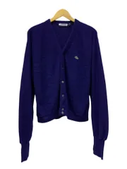 LACOSTE (ラコステ) IZOD US古着 アクリル ニット カーディガン USA製 ワニ ワンポイント ロゴ L ネイビー メンズ/036