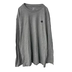 Champion 長袖 無地Tシャツ XL ライトグレー チャンピオン クルーネック ワンポイントロゴ スポーティー 古着卸 アメリカ仕入 a706-5854
