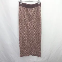 ◇ Θ ヌナ 柄入り ロング丈 タイト スカート サイズF ブラウン系 レディース E  【1507280000700】