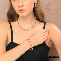 ネックレス ピアス ブレスレット 3点 ホワイトパール ゴールド 高見え ドレス