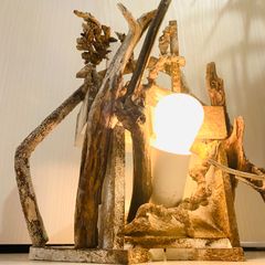 可愛い女　流木アート　インテリア　LED間接照明