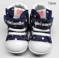 【正規品】ミキハウス　ドット柄デニム素材のセカンドベビーシューズ　13-9305-979　13.0cm　新品(難あり)