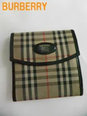 バーバリー 2つ折り財布  チェック柄ブラウンベージュ系