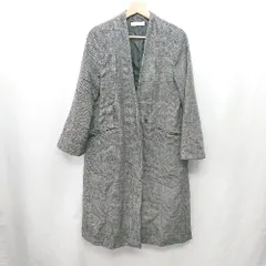 ■ ⊇ SENSE OF PLACE by URBAN RESEARCH 総柄 長袖 ノーカラーコート サイズM ブラック ホワイト レディース E  【1412260007986】