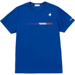 le coq sportif ルコック トリコプリントゲームシャツ ブルー M QTMVJA91 BL | スポーツ スポーツ用品 メンズ 男性 テニスウェア トップス トリコプリント ゲームシャツ ドライメッシュ素材 UVカット 吸汗速乾 テニス 練習 試合