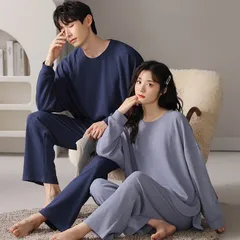 パジャマ ルームウェア ナイトウェア 部屋着 カップル レディース 春 コットン メンズ ペアルック 冬 長袖 秋 長ズボン 無地 可愛い スムー