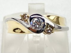 【簡易鑑別書付】Pt900 プラチナ／K18 イエローゴールド／天然ダイヤモンド0.25ct／約12号／総重量約5.4g／リング／指輪