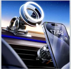 ★LISEN magsafe 車載 マグセーフスマホホルダー 車 マグネット 車載スマホホルダー magsafe 車スタンド 片手操作 エアコン吹き出し口【クリップ&粘着兼用】携帯ホルダー 360度回転 取り付け簡単 iPhone 15 14 13 12 16