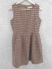 ◇ IMAGE イマージュ チェック ノースリーブ ミニ ワンピース 13 ブラウン レディース  【中古】 【1002799402460】のサムネイル