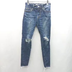 ◇ Θ AZUL BY MOUSSY アズールバイマウジー ダメージ加工 スキニー サイズS ブルー レディース E  【1412090020339】