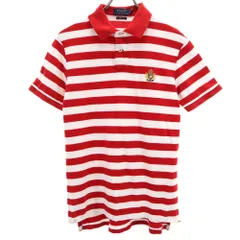 ポロラルフローレン ボーダー柄 半袖 ポロシャツ M レッド 他 POLO RALPH LAUREN 鹿の子 CUSTOM FIT メンズ