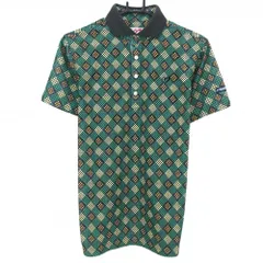 マスターバニー 半袖ポロシャツ グリーン×イエロー×オレンジ ドット 襟裏ロゴ  メンズ 4(M) ゴルフウェア MASTER BUNNY EDITION