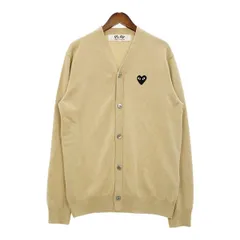 プレイ コムデギャルソン ハート ウール カーディガン AD-N024 AD2022 メンズ XLサイズ ベージュ PLAY COMMEdesGARCONS トップス DM13659■