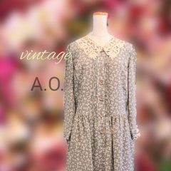 vintage✴ヴィンテージ//ロングワンピース//レース//A.O.//ピンクハウス//総柄//古着