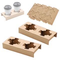 Partools 紙製 ドリンクホルダー カップホルダー テイクアウト 【さまざまなサイズのカップに対応可能】リサイクル 2カップ用 (10枚)