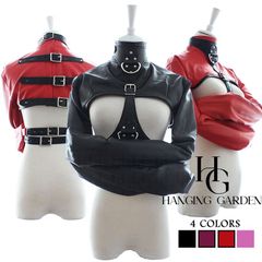 【HANGING GARDEN】 SMコスチューム セクシーコスプレ 大人 ボンテージ 衣装 首輪 プレイ ハーネス オープンバスト エロ  リード フェイクレザー  エッチ ランジェリー レディース グッズ ブラック 黒赤 レッド ピンク ハンギングガーデン