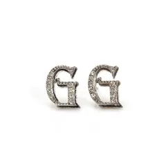 【新品】【G】ピアス アルファベット シルバー 銀色 メンズ レディース イニシャル ジルコニア スタッド ピアス おしゃれ 両耳用 (2個売り)