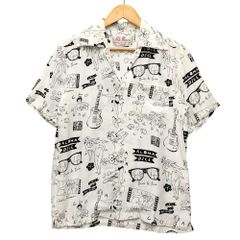 Aloha Blossom アロハブロッサム DICE FLASH 総柄 アロハシャツ レーヨン ホワイト サイズ38 正規品 / 40165