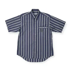 90s SIMPLE LIFE シンプルライフ エレメント ストライプ柄 半袖シャツ サイズ M /メンズ/レナウン/ビンテージ/ブルー