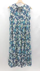◇ ⊂ PAUL & JOE UNIQLO 花柄 首元紐あり ロング丈 ワンピース サイズＭ ネイビー ブルー系 レディース E  【1502180047886】