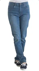 Happy Honu(ハッピー ホヌ) ツイル デニム パンツ ストレッチ フロント ジッパー 大きい サイズ レディース( ブルー,  LL)