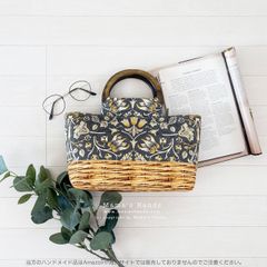 おしゃれな ウィリアムモリス ナチュラル 花柄 スペイン製  木の持ち手 小柄 トート 手提げ かごバック