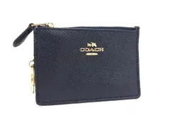 ■美品■ COACH コーチ 57841 レザー コインケース コインパース 小銭入れ カード入れ レディース メンズ ネイビー系 DG9014