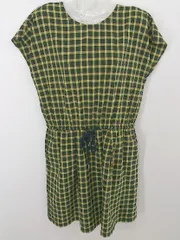 ◇ KBF URBAN RESEARCH チェック バックオープン 半袖 ミニ ワンピース イエロー系 マルチ レディース P  【中古】 【1209150005722】